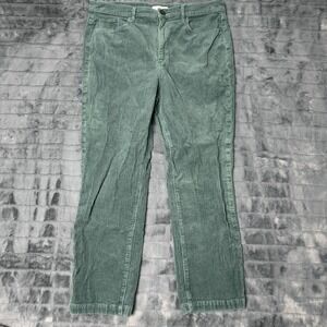 LOFT Pants Womens 12 Green Corduroy Straight Leg Casual Pockets Stretch Chino